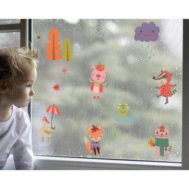 Декоративни стикери за стъкло или стена Autumn Animals L