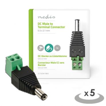 Мъжки щепсел DC Nedis CCTVCM11BK5 за връзка с кабелен терминал