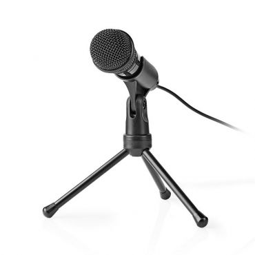 Кабелен микрофон настолен компютър със стативи Nedis MICTJ100BK