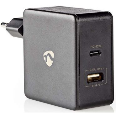 Универсално зарядно устройство Nedis с 2 изхода USB-A & USB-C, 3.0A
