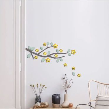 Декоративен стикер за стена от дунапренs 3D Yellow Branch M