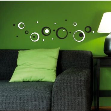 Декоративни стикери за стена от дунапрен 3D Black & White Circles S
