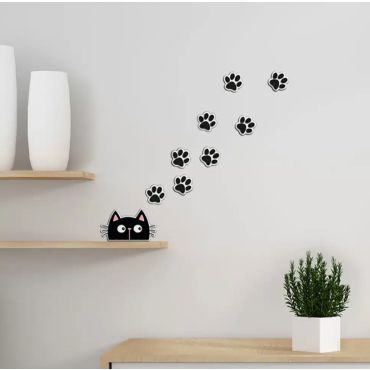 Декоративни стикери за стена от дунапрен 3D Cat & Paws S