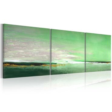 Ръчно изработена стенопис - Морско-зелено крайбрежие 150х50