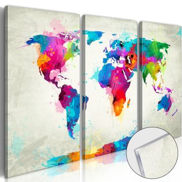 Акрилен печат - Карта на света: експлозия на цветове [стъкло]