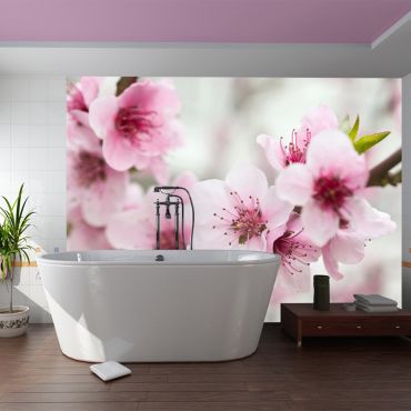 гоблен - Пролет, цъфтящо дърво - розови цветя