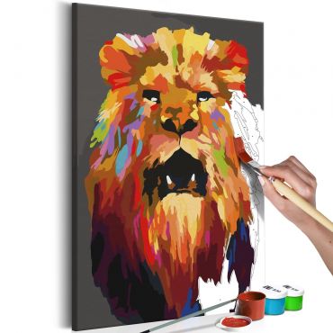 Направете своя собствена картина върху платно - Цветен лъв 40х60