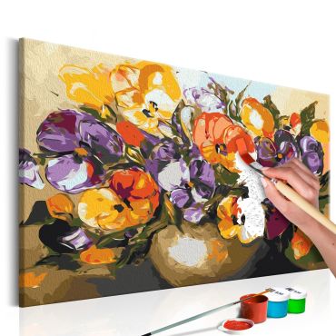 Направете своя собствена картина върху платно - Vase Of Pansies 60x40