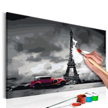 Направете своя собствена картина върху платно - Париж (Червена лимузина) 60x40