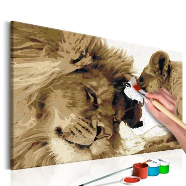 Направете своя собствена картина върху платно - Влюбени лъвове 60x40