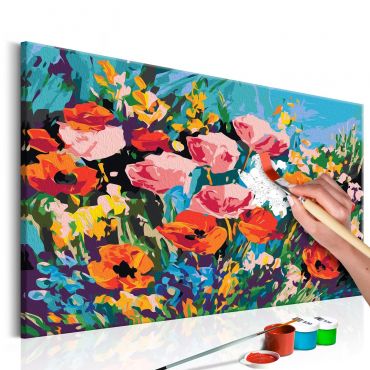 Направете своя собствена картина върху платно - Цветни ливадни цветя 60х40