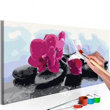 Направете своя собствена картина върху платно - Орхидея с камъни Zen 80x40