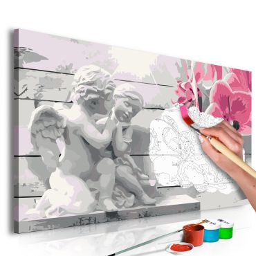 Направете своя собствена картина върху платно - Ангели (Розова орхидея) 60x40