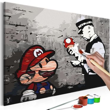 Направете своя собствена картина върху платно - Марио (Банкси) 60x40