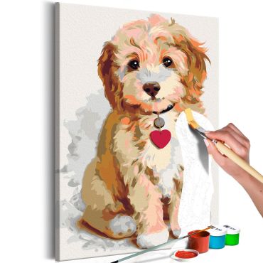 Направете своя собствена картина върху платно - Куче (кученце) 40x60