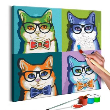 Направете своя собствена картина на платно - Котки с очила 40x40