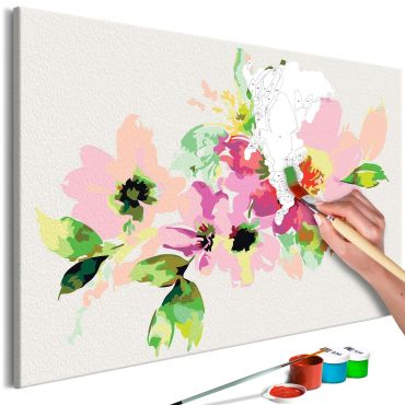 Направете своя собствена картина върху платно - Цветни цветя 60х40