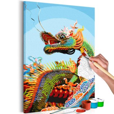 Направете своя собствена картина върху платно - Цветен дракон 40х60