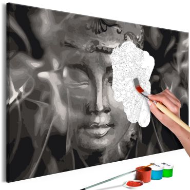 Направете своя собствена картина върху платно - Буда в черно и бяло 60x40