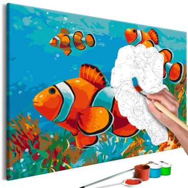 Направете своя собствена картина върху платно - Златни рибки 60х40
