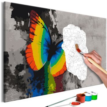 Направете своя собствена картина върху платно - Цветна пеперуда 60х40