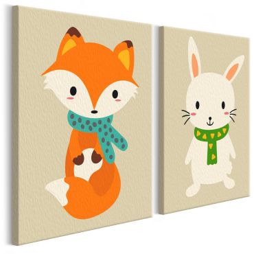 Направете своя собствена картина на платно - Fox & Bunny 33x23