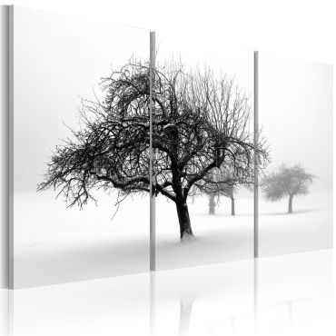Платнен печат - Дървета, потопени в бяло