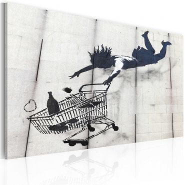 Печат върху платно - Падаща жена с количка за супермаркет (Banksy) 60x40