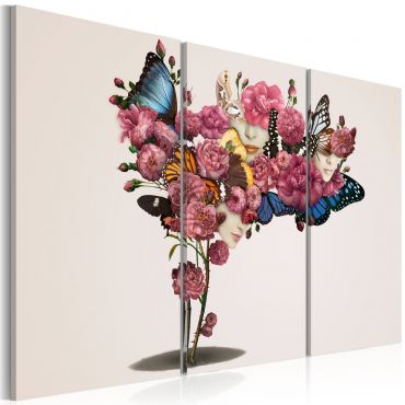 Платнен печат - Пеперуди, цветя и карнавал