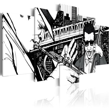 Печат върху платно - Джаз концерт на фона на небостъргачи в Ню Йорк - 5 броя