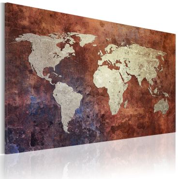 Печат върху платно - ръждясала карта на света