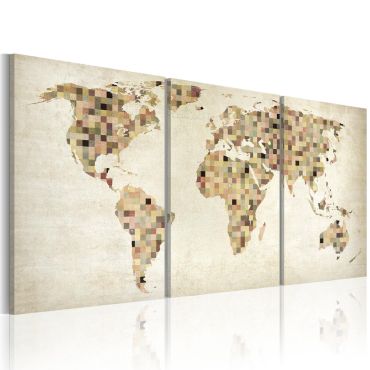 Печат върху платно - Картата на света - квадрати
