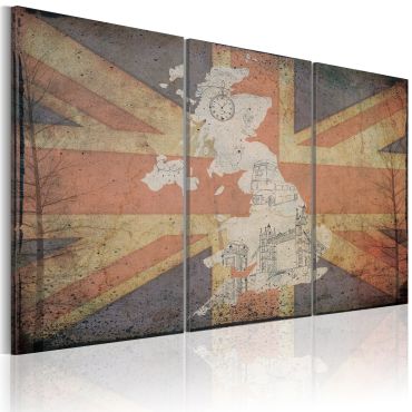 Платнен печат - Карта на Великобритания - триптих