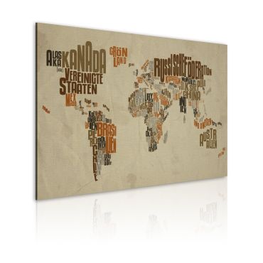 Печат върху платно - Карта на света (немски език)