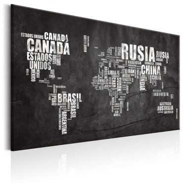 Печат върху платно - Карта на света: Mundo Negro