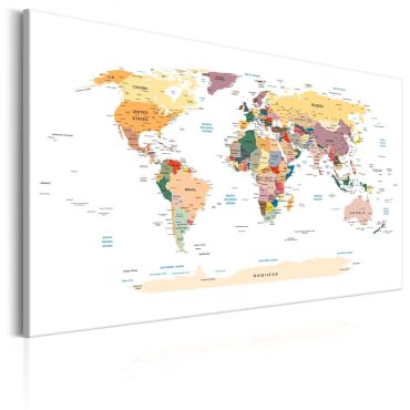 Печат върху платно - Карта на света: Пътуване около света