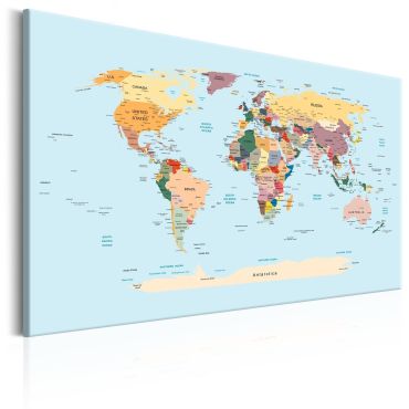Печат върху платно - Карта на света: Пътувайте с мен