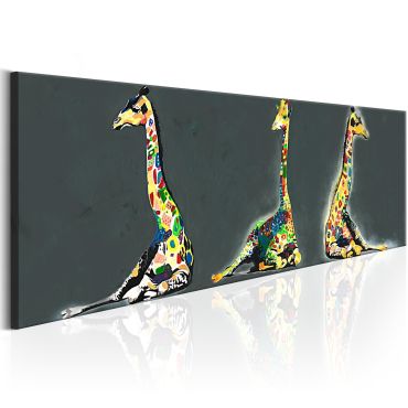 Платно печат - цветни жирафи
