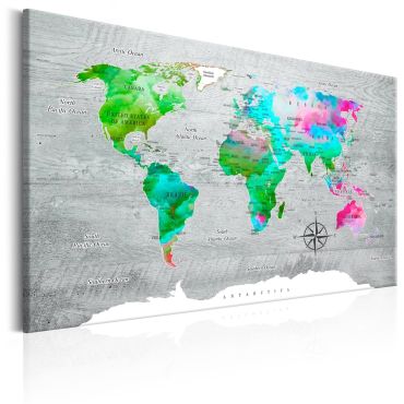 Печат върху платно - Карта на света: Зелен рай
