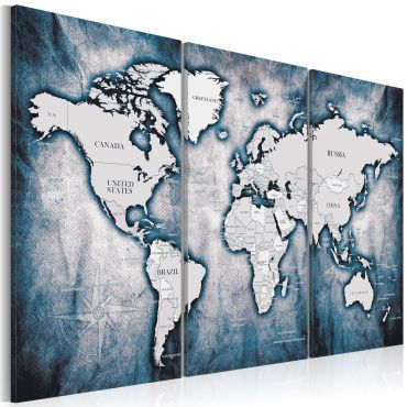 Платнен печат - Карта на света: Триптих с мастило