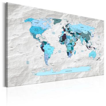 Платнен печат - Карта на света: Сини поклонения