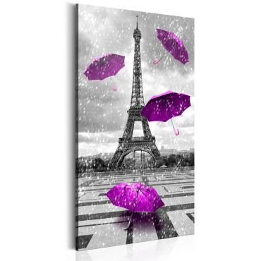 Печат върху платно - Париж: Лилави чадъри 60х120