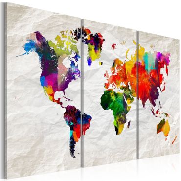 Печат върху платно - Карта на света: Rainbow Madness II