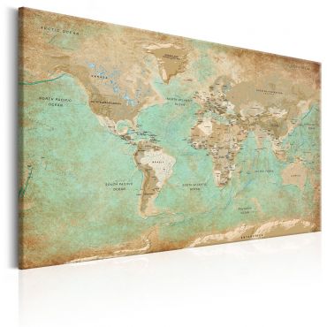 Платнен печат - Карта на света: Celadon Journey