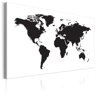 Печат върху платно - Карта на света: Черно-бяла елегантност