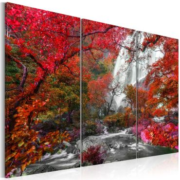 Печат на платно - Красив водопад: Есенна гора