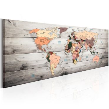 Платнен печат - Карти на света: Дървени пътешествия