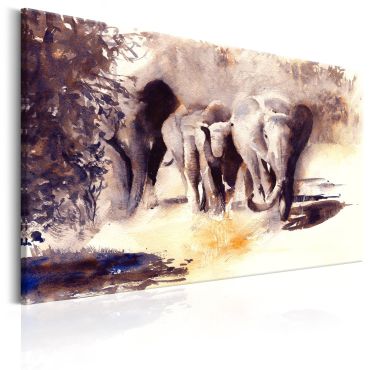 Платнен печат - Акварелни слонове