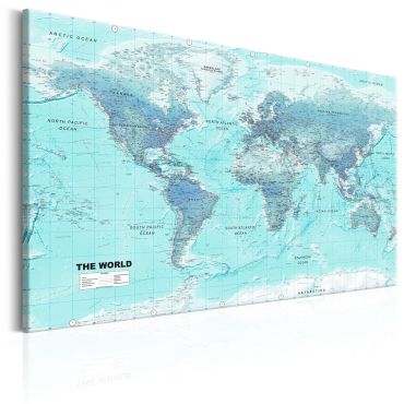 Печат върху платно - Карта на света: Небесно син свят