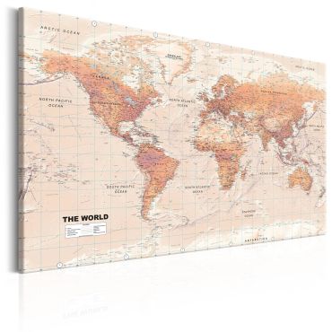 Печат върху платно - Карта на света: Оранжев свят
